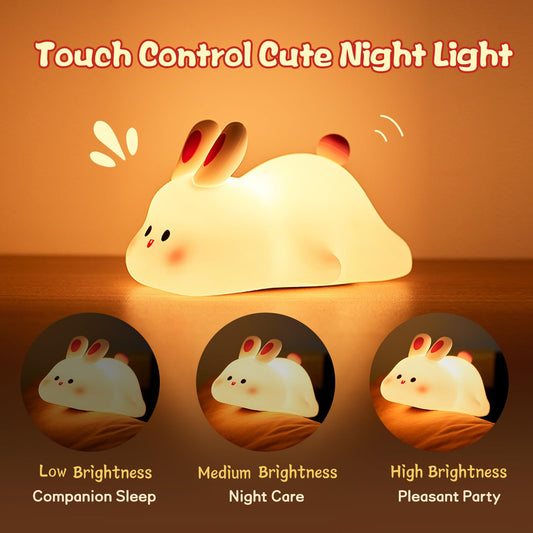 Cute LED Night Light Touch Sensor Cartoon Kid's Nightlights Rabbit