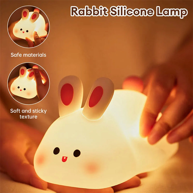 Cute LED Night Light Touch Sensor Cartoon Kid's Nightlights Rabbit